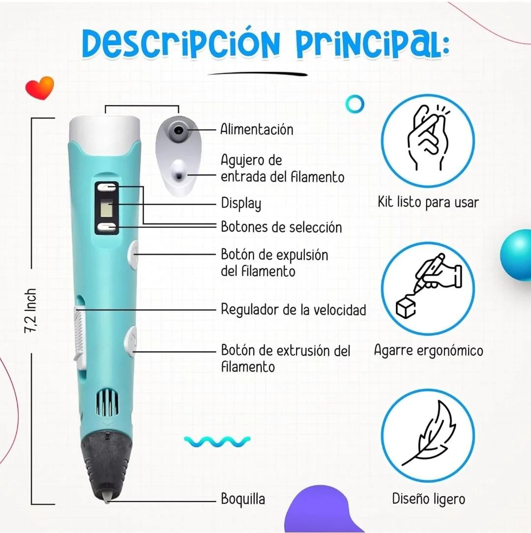 Bolígrafo Impresora 3D + Kit de Filamento de 9 M